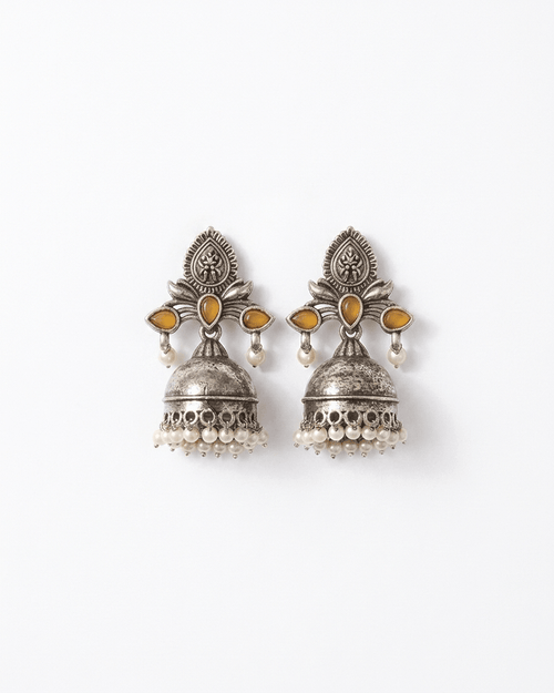 Amber Pearl Jhumka Earrings - LozziAmber Pearl Jhumka EarringsEarrings