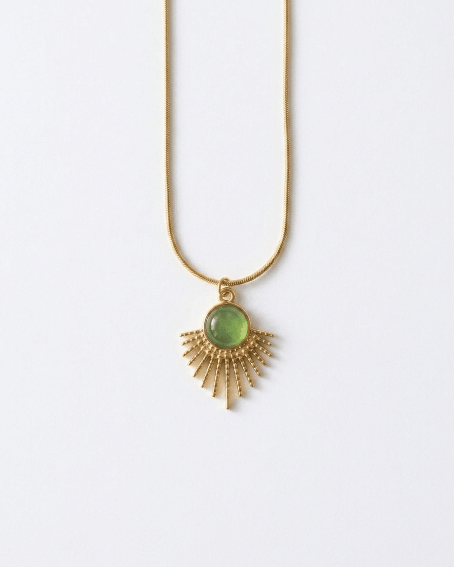 Aura Sunburst Pendant Necklace – Gold & Green Jade - LozziAura Sunburst Pendant Necklace – Gold & Green Jade