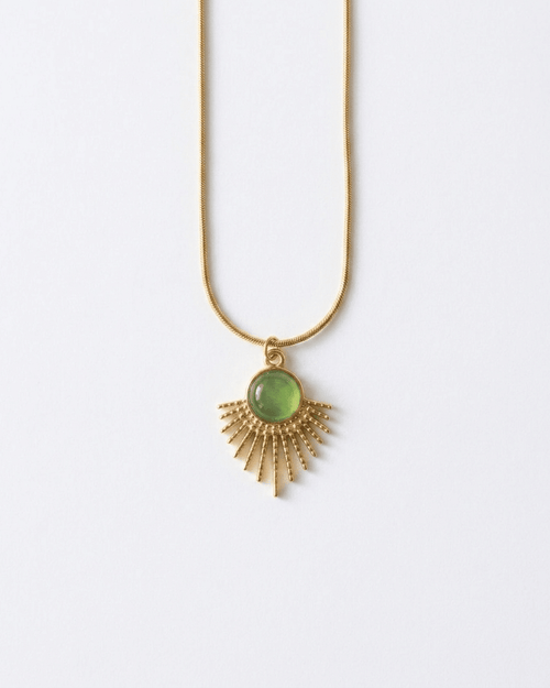 Aura Sunburst Pendant Necklace – Gold & Green Jade - LozziAura Sunburst Pendant Necklace – Gold & Green Jade
