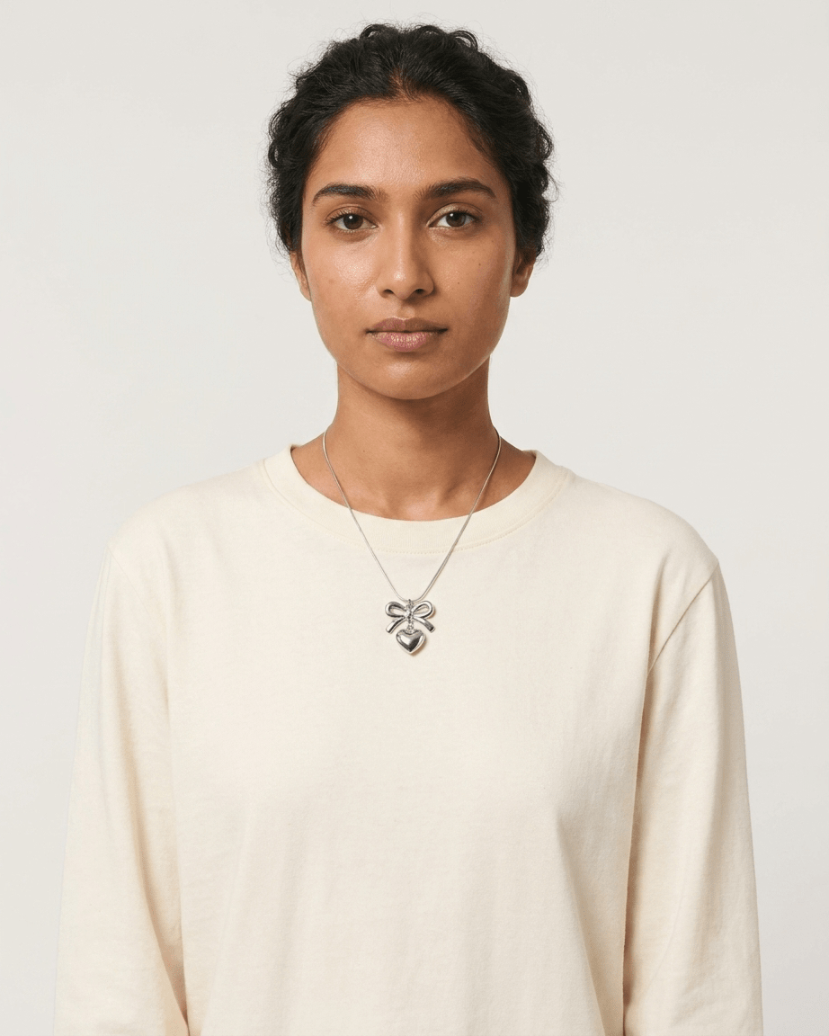 Bow Heart Pendant Necklace - LozziBow Heart Pendant NecklacePendant