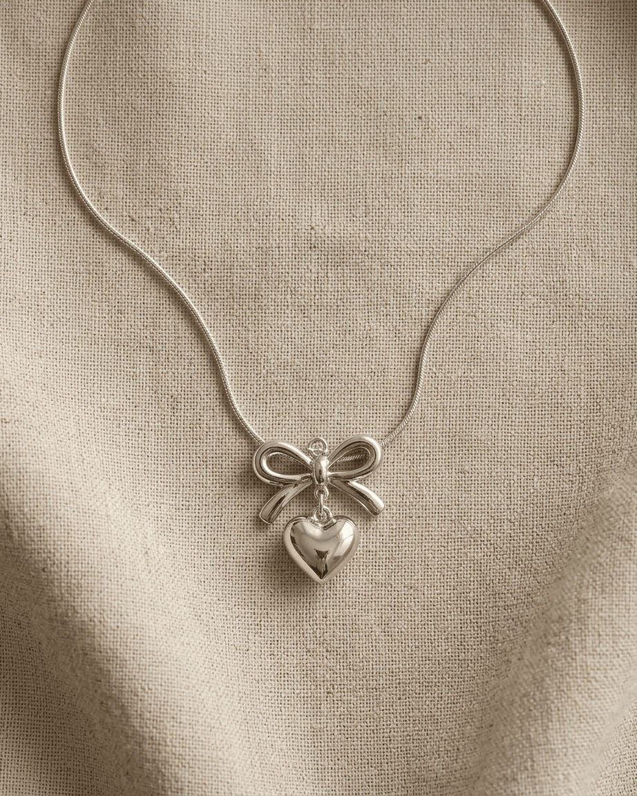 Bow Heart Pendant Necklace - LozziBow Heart Pendant NecklacePendant