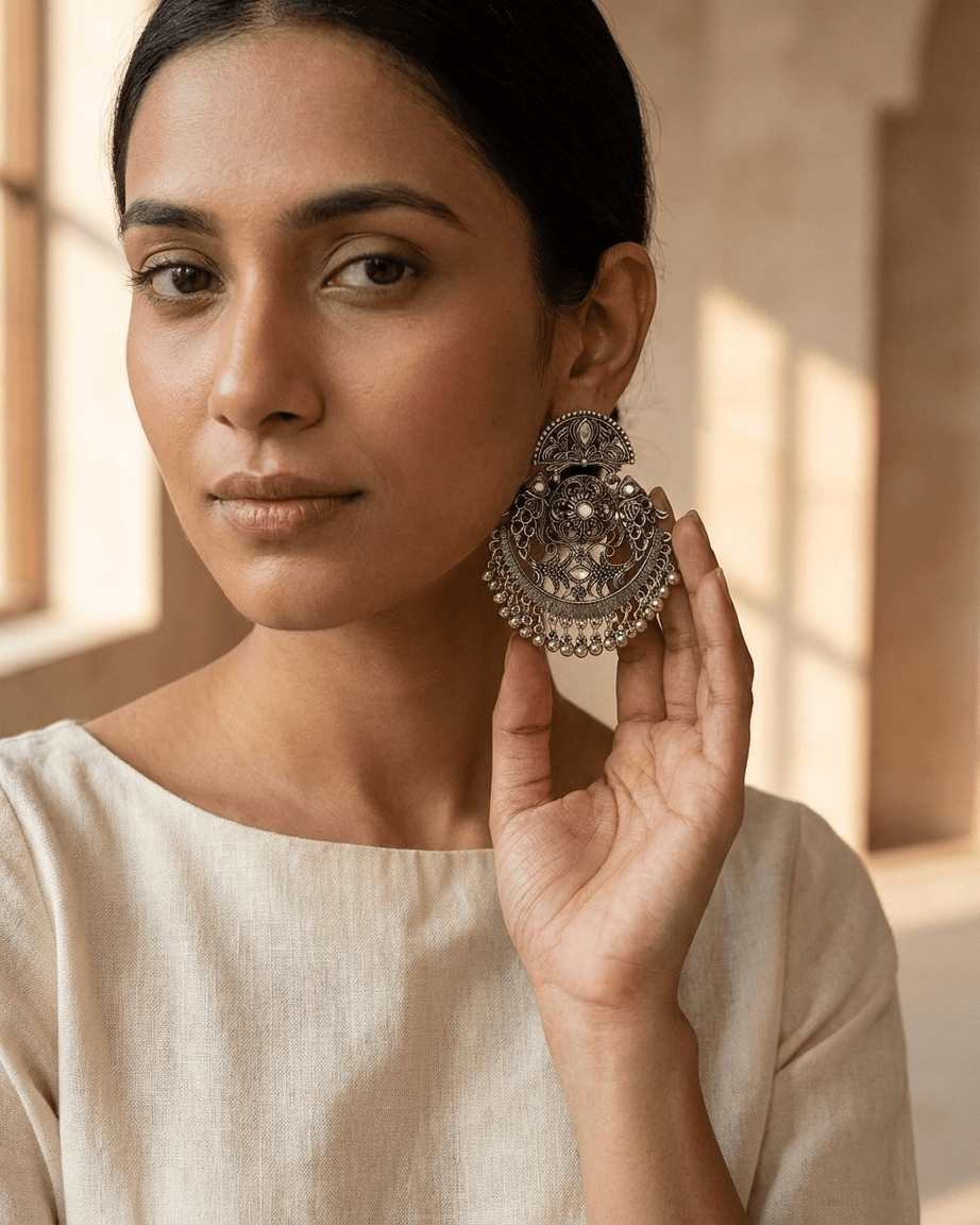 Noor Mahal Chandbali Earrings - LozziNoor Mahal Chandbali EarringsEarrings