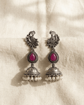 Oxidized Peacock Pearl Jhumka Earrings - LozziOxidized Peacock Pearl Jhumka EarringsEarrings