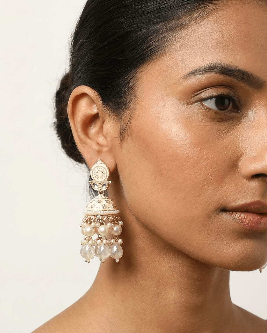 Pearl Jhumka Statement Earrings - LozziPearl Jhumka Statement EarringsEarrings