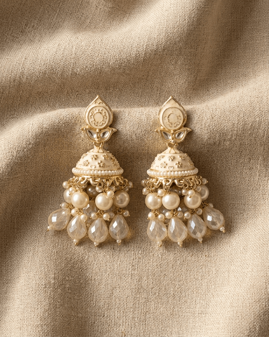 Pearl Jhumka Statement Earrings - LozziPearl Jhumka Statement EarringsEarrings