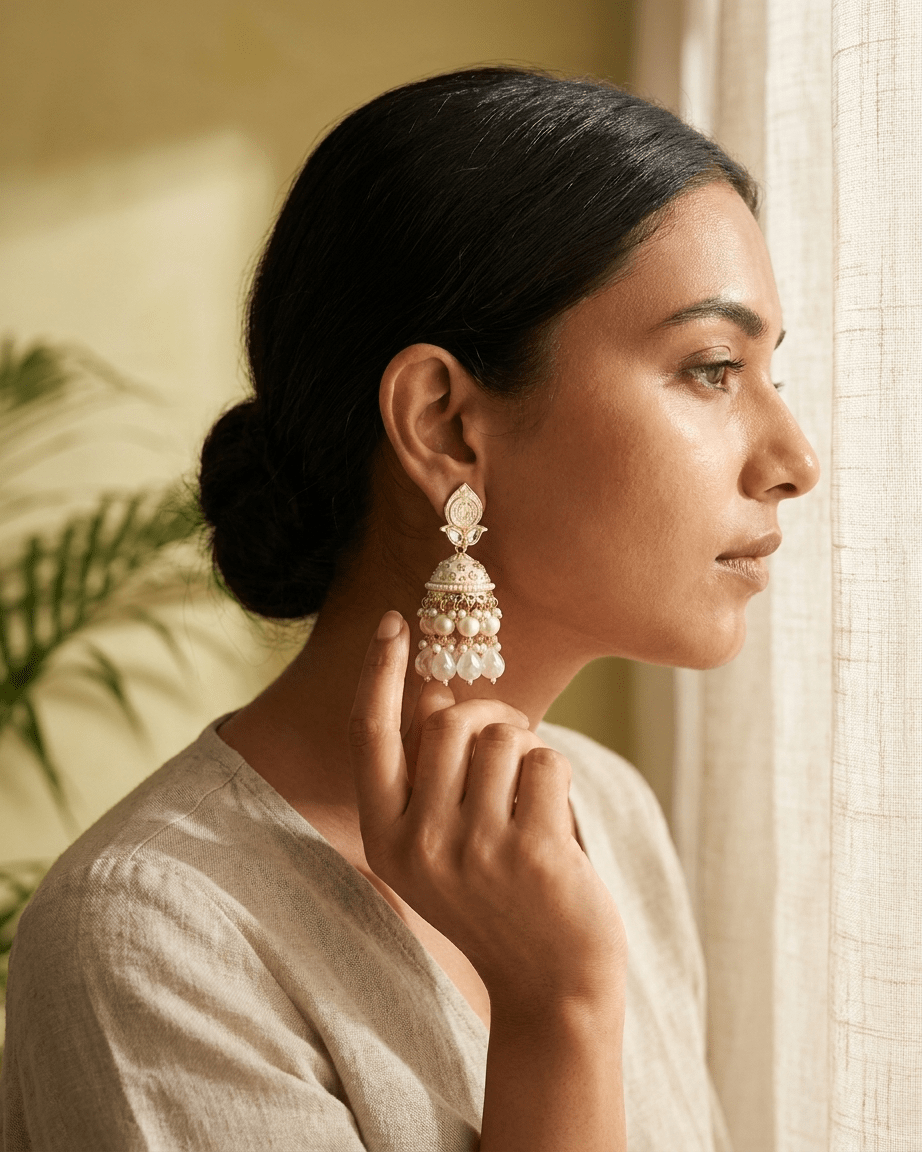 Pearl Jhumka Statement Earrings - LozziPearl Jhumka Statement EarringsEarrings
