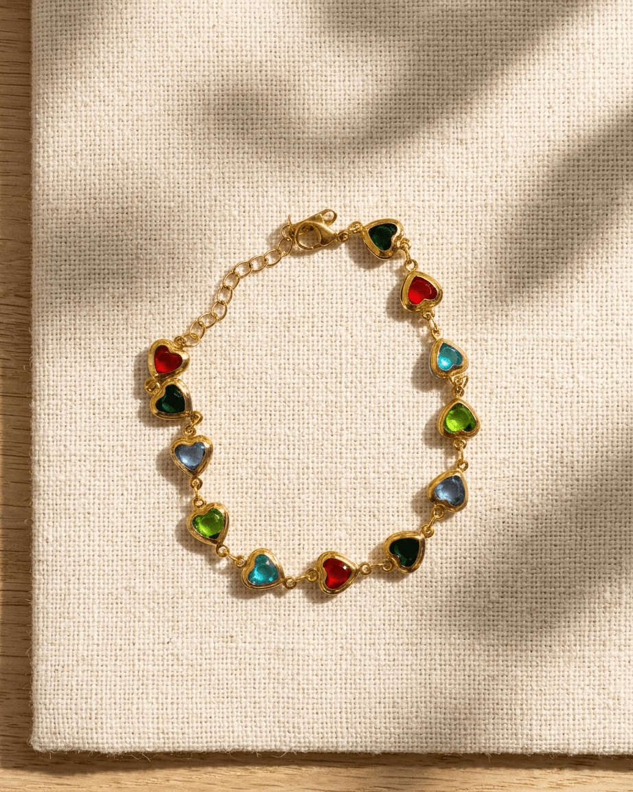 Rainbow Heart Charm Bracelet - LozziRainbow Heart Charm Bracelet