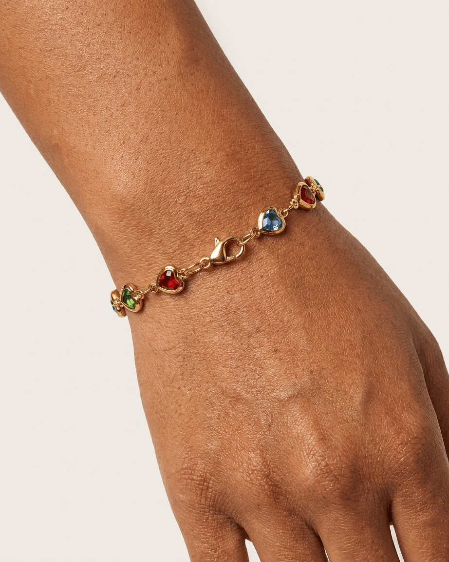 Rainbow Heart Charm Bracelet - LozziRainbow Heart Charm Bracelet