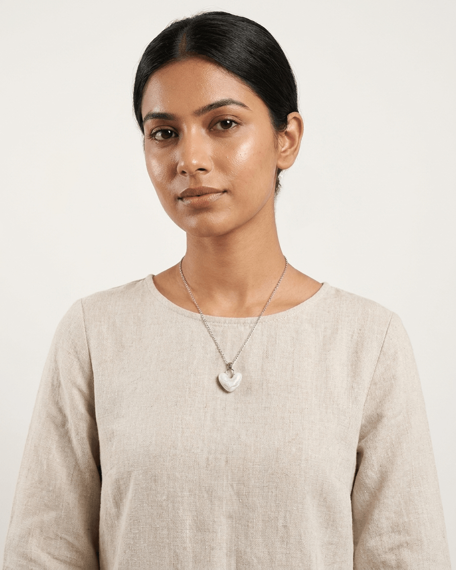 Stone Heart Pendant Necklace - LozziStone Heart Pendant NecklacePendant